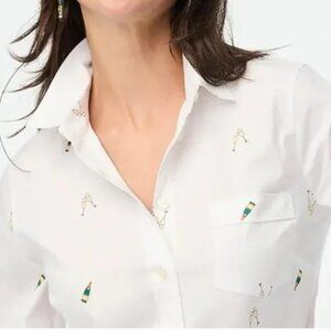 J. Crew Factory Cotton Poplin Shirt In Signature Fit Champagne L